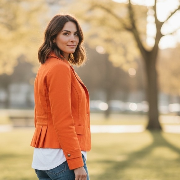 Banana Republic Orange Double Breasted Pea Coat - Picture 9 of 9